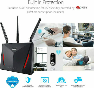 Asus RT-AC86U Ασύρματο Router Wi‑Fi 5 με 4 Θύρες Gigabit
