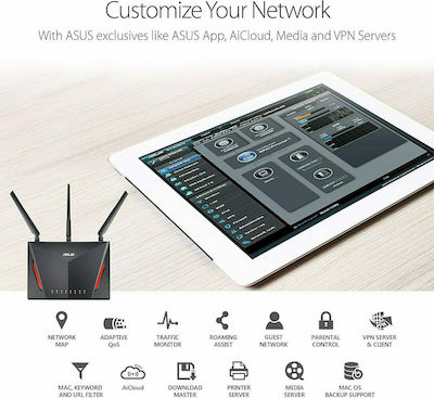 Asus RT-AC86U Ασύρματο Router Wi‑Fi 5 με 4 Θύρες Gigabit