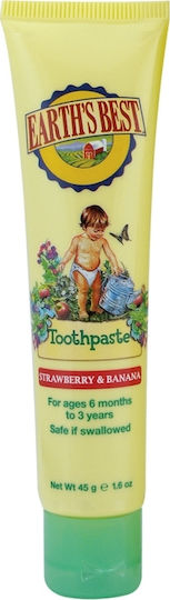 Earth's Best Toddler Toothpaste with Taste of Strawberry & Banana for 6m+ 45gr