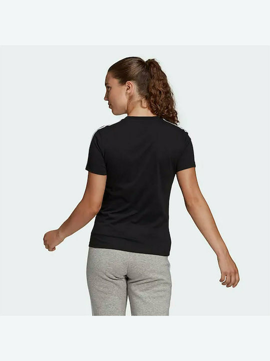 Adidas 3 Stripes Γυναικείο Αθλητικό T-shirt Μαύρο