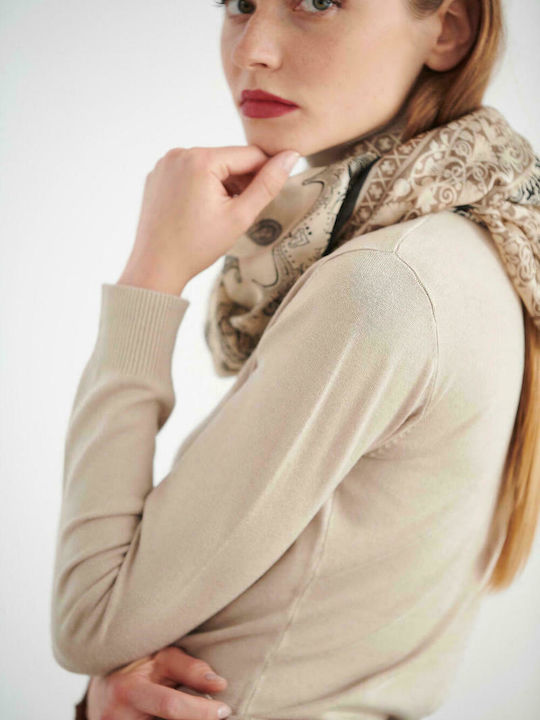 Bill Cost Women's Blouse Long Sleeve Turtleneck Beige