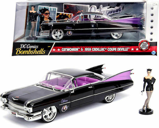 Jada Toys DC Comics: Catwoman Comics Bombshells - Catwoman Cadillac Coupe Deville 1959 Превозно Средство Реплика в Мащаб 1:24