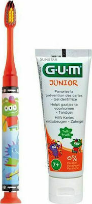 GUM Light-Up 903 & Junior Set of Baby & Kids' Toothbrushing Red with Flavor Tutti Frutti for 7+ years 2pcs