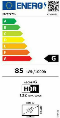 Sony Smart Τηλεόραση 50" 4K UHD LED KD-50X85J HDR (2021) KD50X85JAEP