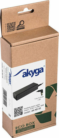 Akyga Φορτιστής Laptop 65W 19.5V 3.34A για Dell χωρίς Καλώδιο Τροφοδοσίας