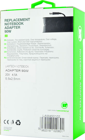 Lamtech Φορτιστής Laptop 90W 20V 4.5A για Fujitsu χωρίς Καλώδιο Τροφοδοσίας