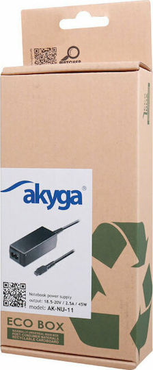 Akyga Universal Laptop Charger 45W 18.5V 2.5A with Detachable Power Cord and Plug Set