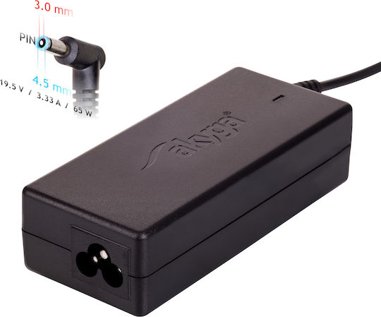 Akyga Universal Φορτιστής Laptop 65W 19.5V 3.33A χωρίς Καλώδιο Τροφοδοσίας