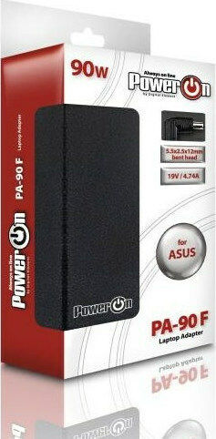 Power On Φορτιστής Laptop 90W 19.5V 4.74A για Asus με Αποσπώμενο Καλώδιο Τροφοδοσίας