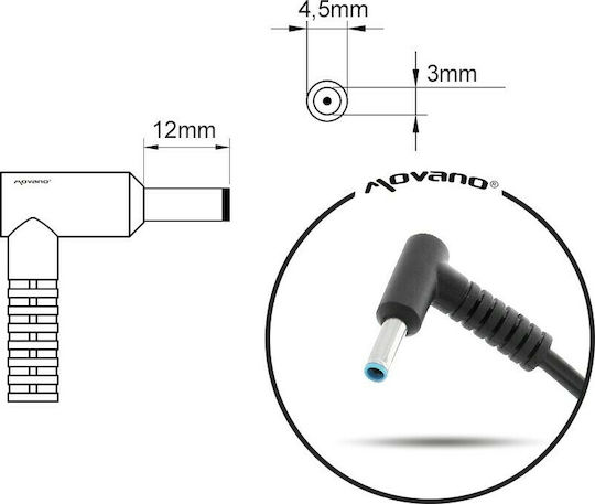 Mitsu Laptop Charger 65W 19.5V 3.33A for HP with Detachable Power Cable