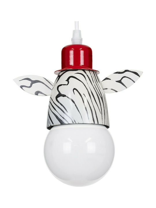 GloboStar Single-Light Kids Ceiling Light Hanging Made of Metal with E27 Socket White-Black 10.5x13.5cm
