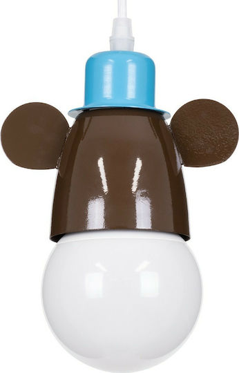 GloboStar Einfaches Kinderzimmer-Deckenleuchte Hängend aus Metall mit E27-Fassung Hellblau - Braun 10,5x13,5cm