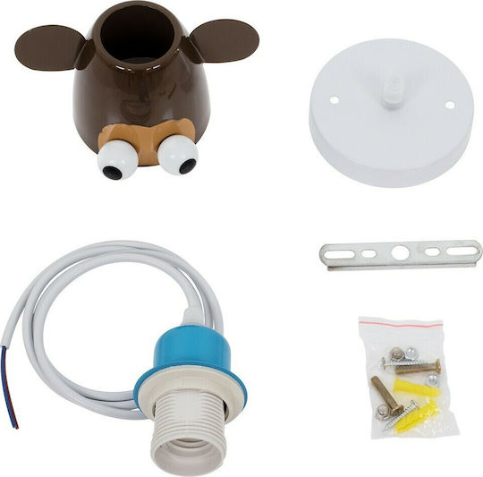 GloboStar Einfaches Kinderzimmer-Deckenleuchte Hängend aus Metall mit E27-Fassung Hellblau - Braun 10,5x13,5cm
