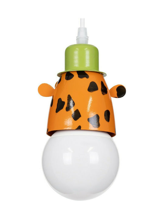 GloboStar Single-Light Kids Ceiling Hanging Light Made of Metal with E27 Socket White Green Orange Black 10.5x13.5cm