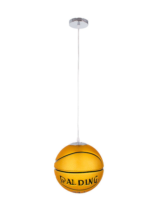 GloboStar Kids Glass Single Ceiling Light E27 Spalding Nba Orange 25x25cm