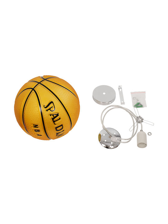 GloboStar Kids Glass Single Ceiling Light E27 Spalding Nba Orange 25x25cm