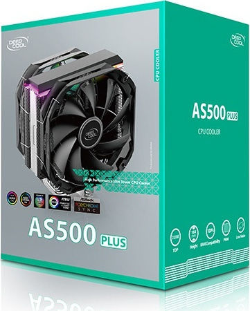 Deepcool AS500 Plus CPU-Kühlerlüfter Doppellüfter für Steckdose AM4/1200/115x/1700 mit ARGB Beleuchtung