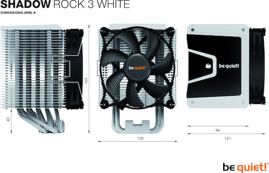 Be Quiet Shadow Rock 3 CPU Cooling Fan for AM4/AM5/115x Socket White