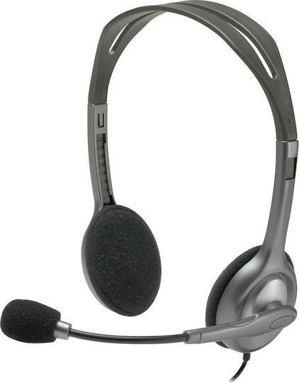 Logitech H110 On Ear Multimedia Headphone with Microphone 3.5mm Jack Gray