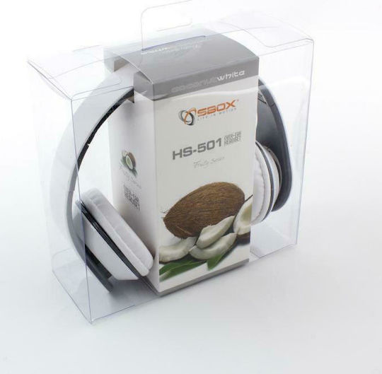 Sbox HS-501 Auf dem Ohr Multimedia-Headsets mit Mikrofon und Verbindung 3,5 mm Klinke in Weiß Farbe