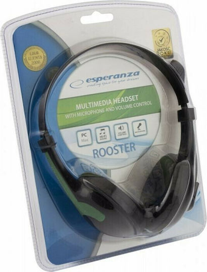 Esperanza EH158 On Ear Multimedia Ακουστικά με μικροφωνο και σύνδεση 3.5mm Jack σε Πράσινο χρώμα