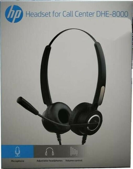 HP DHE-8000 On Ear Căști Multimedia cu microfon și conexiune USB-A în culoarea Albastru