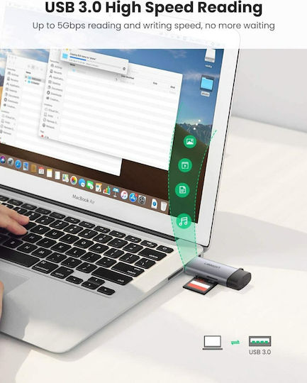 Ugreen Card Reader Type-C για SD/microSD Γκρι