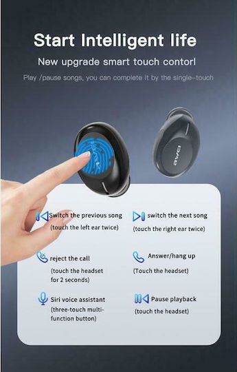 Awei T20 In-ear Bluetooth Handsfree Earphones with Sweat Resistance and Charging Case Black