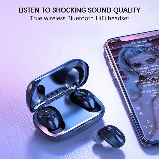 Awei T20 In-ear Bluetooth Handsfree Earphones with Sweat Resistance and Charging Case Black