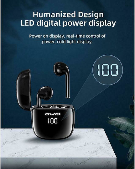 Awei T28P In-Ear Bluetooth-Freisprecheinrichtung Kopfhörer mit Schweißresistenz und Ladeetui Schwarz