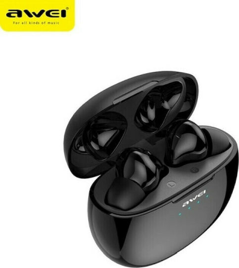 Awei T15 In-ear Bluetooth Handsfree Ακουστικά με Θήκη Φόρτισης Μαύρα