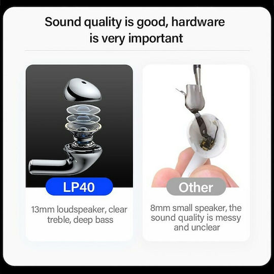 Lenovo LivePods LP40 Earbud Bluetooth хендсфри Слушалки с Устойчивост на Пот и Кутийка за Зареждане Черен