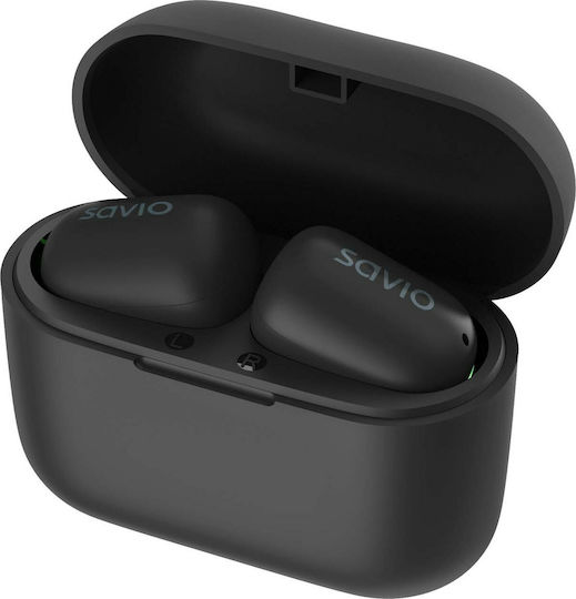 Savio TWS-09 In-ear Bluetooth Handsfree Ακουστικά με Θήκη Φόρτισης Μαύρα