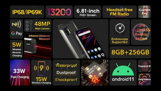 Ulefone Power Armor 13 Dual SIM (8/256GB) Smartphone Rezistent Negru