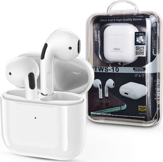 Remax TWS-10i Earbud Bluetooth Handsfree Ακουστικά με Αντοχή στον Ιδρώτα και Θήκη Φόρτισης Λευκά