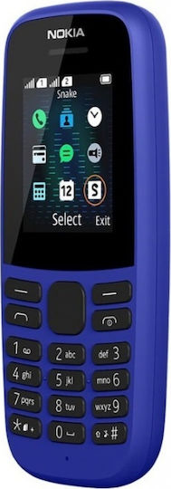 Nokia 105 (2019) Dual SIM Mobile with Buttons (English Menu) Blue