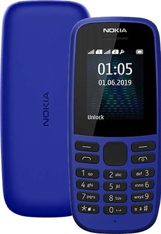 Nokia 105 (2019) Dual SIM Mobile with Buttons (English Menu) Blue