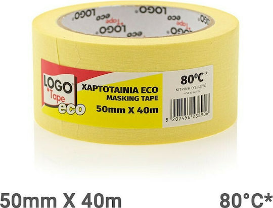 Logo Papierband Eco Kreppband Weiß 65ΔΖ894 50mm x 40m