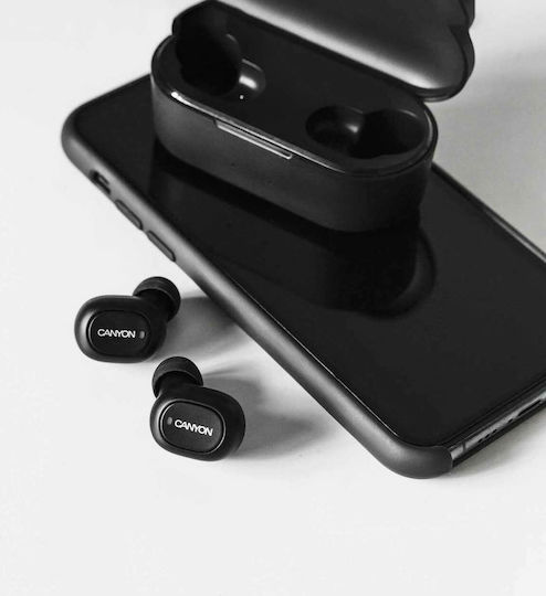 Canyon CND-TBTHS2B In-ear Bluetooth Handsfree Ακουστικά με Θήκη Φόρτισης Μαύρα