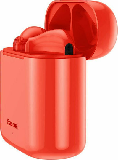 Baseus Encok W09 In-ear Bluetooth Handsfree Ακουστικά με Αντοχή στον Ιδρώτα και Θήκη Φόρτισης Κόκκινα
