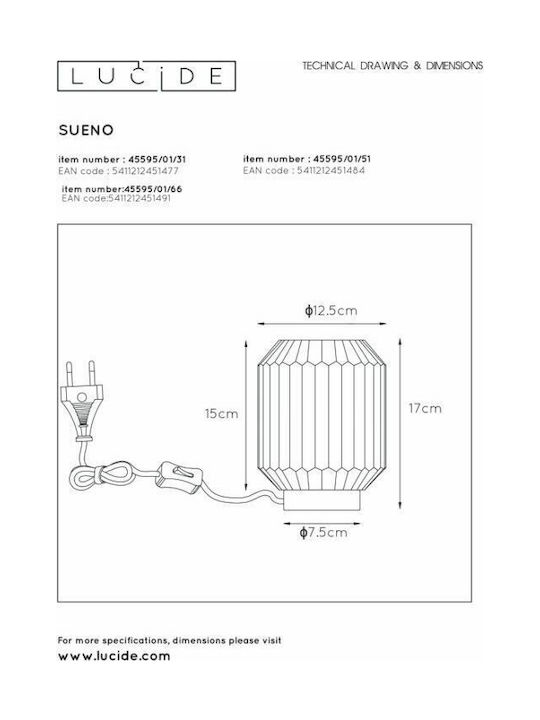 Lucide Lightning Διακοσμητικό Φωτιστικό Sueno E14 13x13x17εκ.