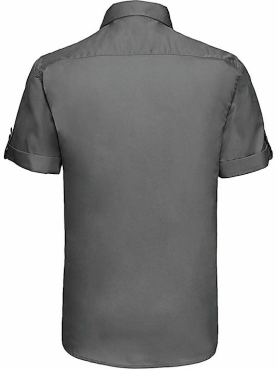 Russell Europe Men's Shirt Short Sleeve Cotton Zinc