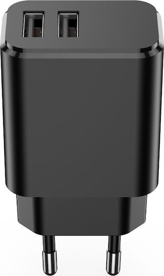 Setty Charger Without Cable with 2 USB-A Ports Blacks (GSM106088)