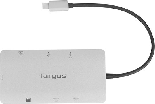 Targus USB-C Докинг станция с HDMI 4K PD Етърнет и свързване 2 монитора Сив (DOCK423EU)