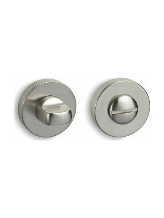 Door Knob Convex 1735 Kanelaz Rosette Nickel Matt Bathroom Door Knob with Shutter(Pair)