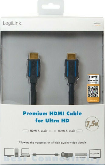 LogiLink Kabel HDMI-Stecker - HDMI-Stecker 7.5m Schwarz