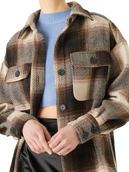 Women's Checked Brown Overshirt