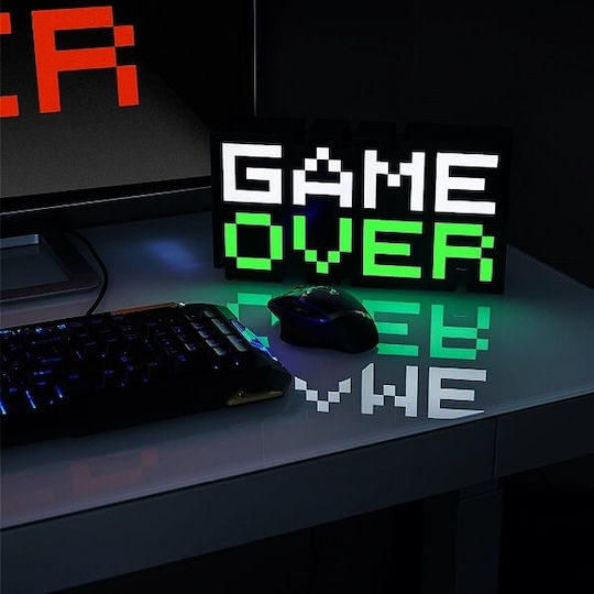 Paladone Παιδικό Διακοσμητικό Φωτιστικό Game Over με Εναλλαγές Χρωματισμών Κόκκινο 30x15.5cm