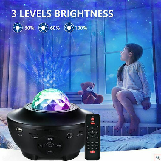 Andowl Led Παιδικό Φωτιστικό Projector Starry με Προβολή Αστεριών Μαύρο 11x11x16εκ.