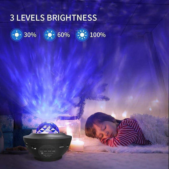 Andowl Led Παιδικό Φωτιστικό Projector Starry με Προβολή Αστεριών Μαύρο 11x11x16εκ.